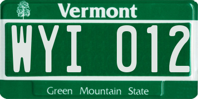 VT license plate WYI012