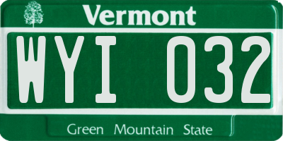 VT license plate WYI032