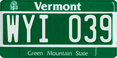 VT license plate WYI039