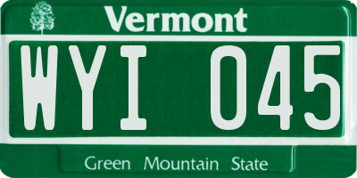VT license plate WYI045