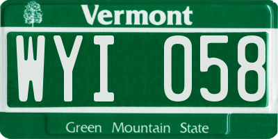 VT license plate WYI058