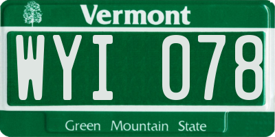 VT license plate WYI078