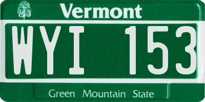 VT license plate WYI153