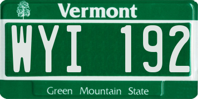 VT license plate WYI192