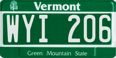 VT license plate WYI206