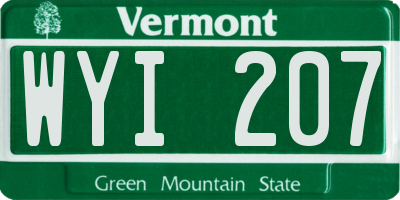 VT license plate WYI207