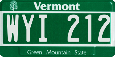 VT license plate WYI212