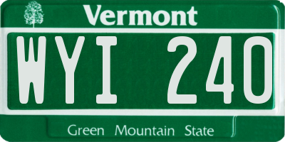 VT license plate WYI240