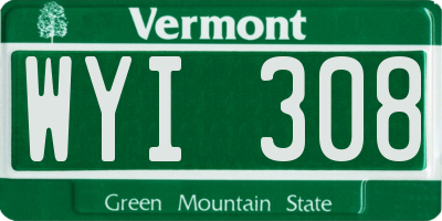 VT license plate WYI308