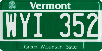 VT license plate WYI352