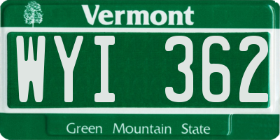 VT license plate WYI362