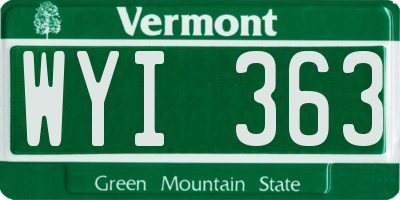 VT license plate WYI363