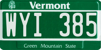 VT license plate WYI385