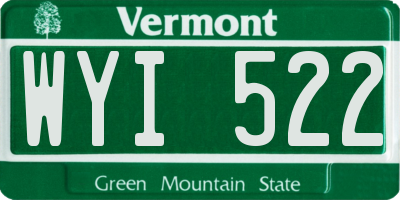 VT license plate WYI522