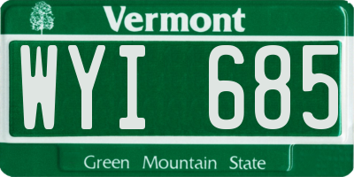 VT license plate WYI685