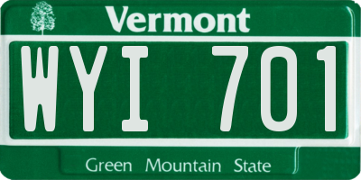 VT license plate WYI701