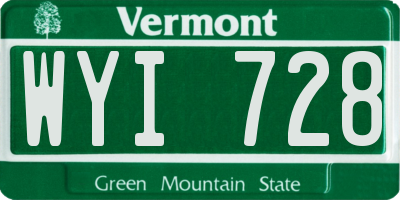 VT license plate WYI728
