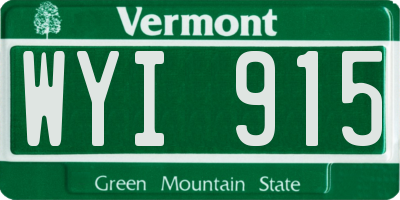 VT license plate WYI915
