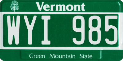 VT license plate WYI985