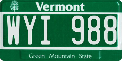 VT license plate WYI988