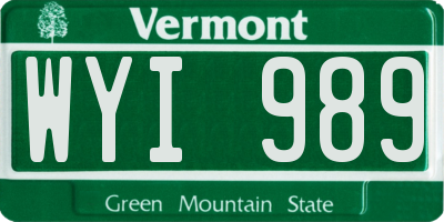 VT license plate WYI989