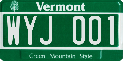 VT license plate WYJ001