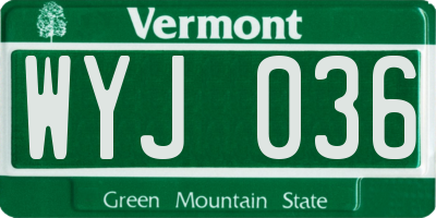 VT license plate WYJ036
