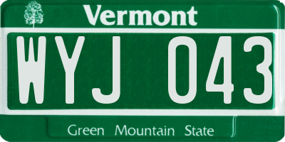 VT license plate WYJ043