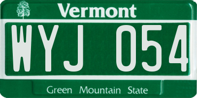VT license plate WYJ054