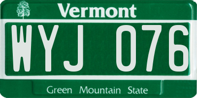 VT license plate WYJ076