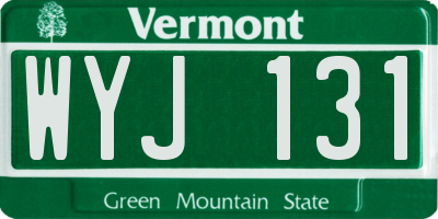 VT license plate WYJ131