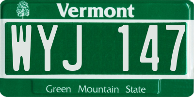 VT license plate WYJ147