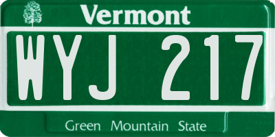 VT license plate WYJ217