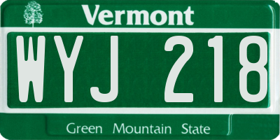 VT license plate WYJ218
