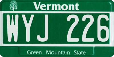 VT license plate WYJ226