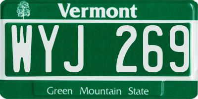 VT license plate WYJ269