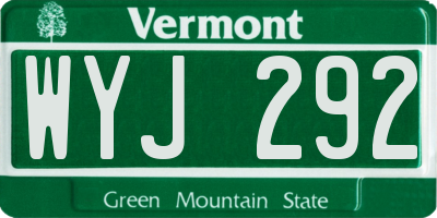 VT license plate WYJ292