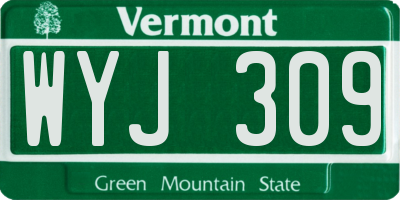 VT license plate WYJ309