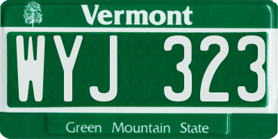 VT license plate WYJ323