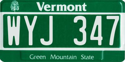 VT license plate WYJ347
