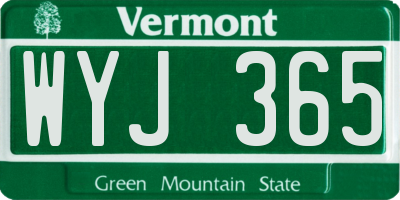 VT license plate WYJ365