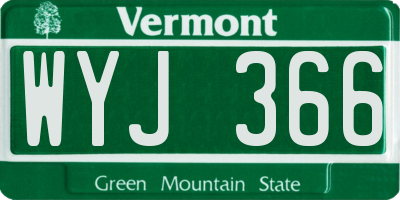 VT license plate WYJ366