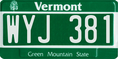 VT license plate WYJ381