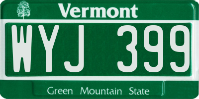 VT license plate WYJ399