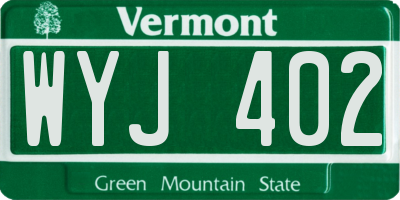 VT license plate WYJ402