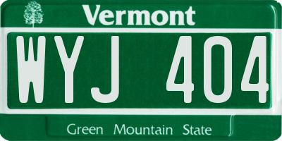 VT license plate WYJ404