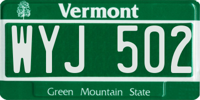 VT license plate WYJ502