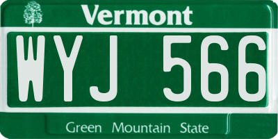 VT license plate WYJ566