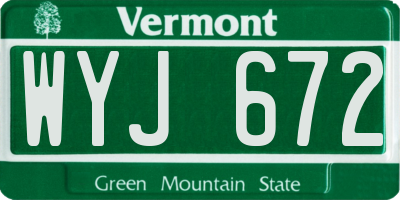 VT license plate WYJ672