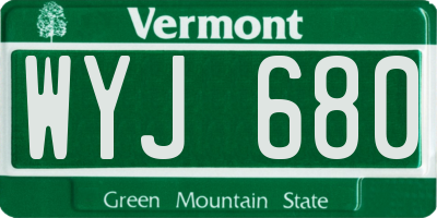 VT license plate WYJ680